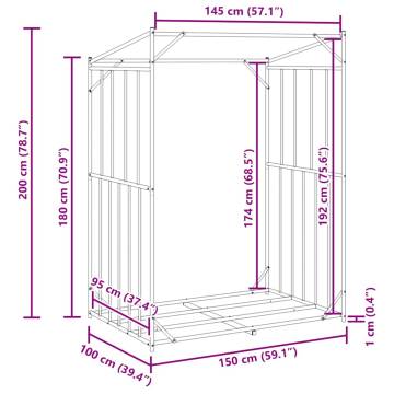 vidaxL Firewood Rack with Rain Cover - Durable & Spacious