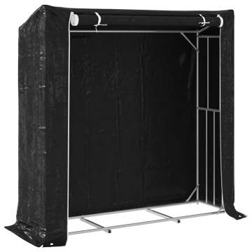 vidaxL Firewood Rack with Rain Cover - Durable Galvanised Steel