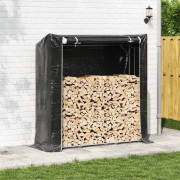 vidaxL Firewood Rack with Rain Cover - Durable Galvanised Steel