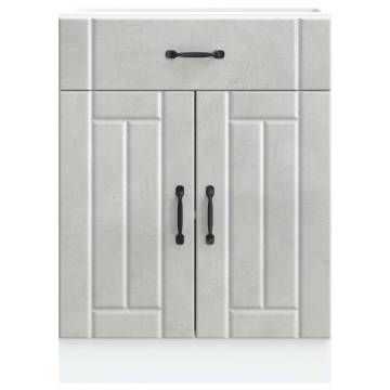 Kitchen Base Cabinet Lucca - Concrete Grey Engineered Wood