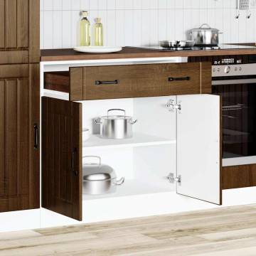 Lucca Brown Oak Kitchen Base Cabinet - Durable & Stylish