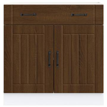 Lucca Brown Oak Kitchen Base Cabinet - Durable & Stylish