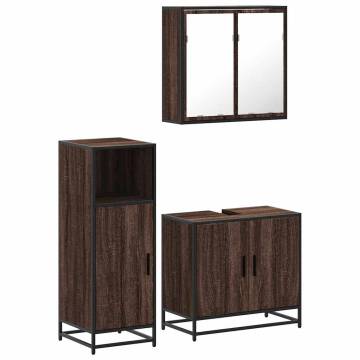 3 Piece Bathroom Furniture Set - Brown Oak Engineered Wood