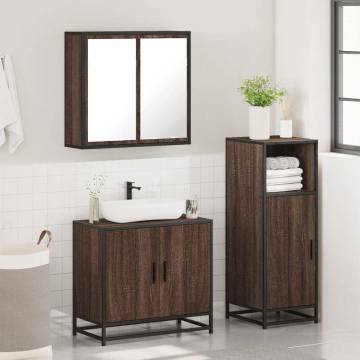 3 Piece Bathroom Furniture Set - Brown Oak Engineered Wood