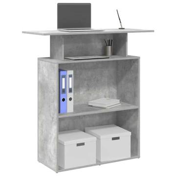 Concrete Grey Reception Desk - Versatile Design & Storage