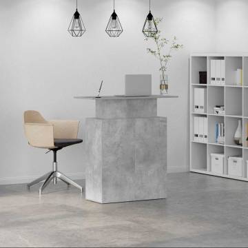 Concrete Grey Reception Desk - Versatile Design & Storage