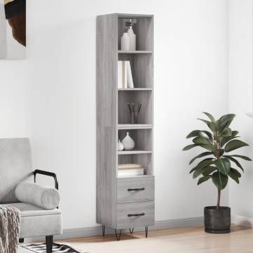 Stylish Highboard Grey Sonoma - 34.5x34x180 cm