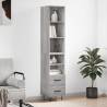 Highboard Grey Sonoma 34.5x34x180 cm Engineered Wood Colour grey sonoma Quantity in Package 1 Model 2 drawers 2 shelves 