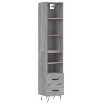 Stylish Highboard Grey Sonoma - 34.5x34x180 cm