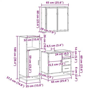 3 Piece Sonoma Oak Bathroom Furniture Set | Stylish & Durable