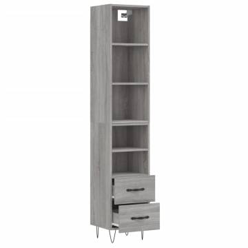 Stylish Highboard Grey Sonoma - 34.5x34x180 cm