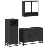 3 Piece Black Engineered Wood Bathroom Furniture Set | HipoMarket