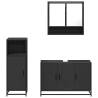 3 Piece Black Engineered Wood Bathroom Furniture Set | HipoMarket