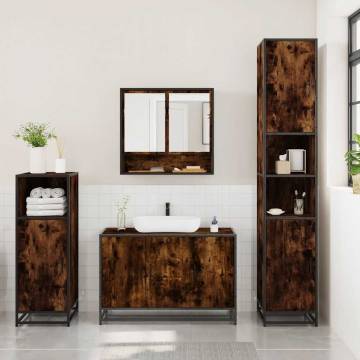 Stylish 3 Piece Bathroom Furniture Set - Smoked Oak Finish