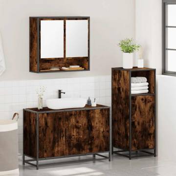 Stylish 3 Piece Bathroom Furniture Set - Smoked Oak Finish