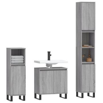 3 Piece Bathroom Cabinet Set - Grey Sonoma Engineered Wood