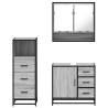 3 Piece Bathroom Furniture Set - Grey Sonoma Engineered Wood