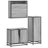 3 Piece Bathroom Furniture Set - Grey Sonoma Engineered Wood