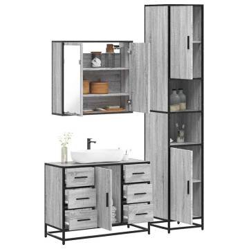 4 Piece Bathroom Furniture Set - Grey Sonoma Style