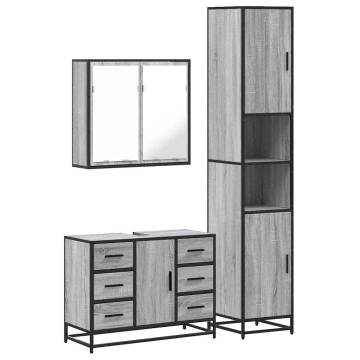 4 Piece Bathroom Furniture Set - Grey Sonoma Style