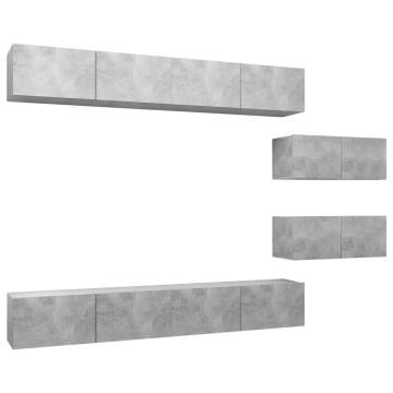 6 Piece Concrete Grey TV Cabinet Set | Stylish Storage Solution