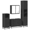 4 Piece Bathroom Furniture Set - Stylish Black Engineered Wood