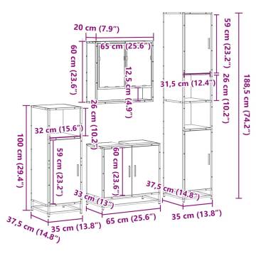 4 Piece Bathroom Furniture Set - Sonoma Oak Engineered Wood