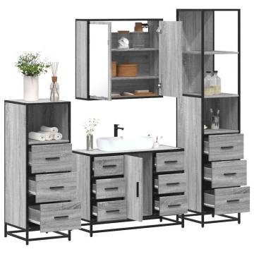 Stylish 4 Piece Bathroom Furniture Set - Grey Sonoma