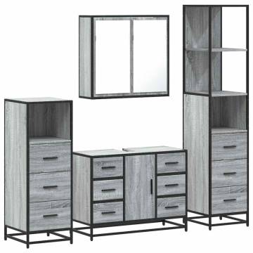 Stylish 4 Piece Bathroom Furniture Set - Grey Sonoma