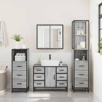 Stylish 4 Piece Bathroom Furniture Set - Grey Sonoma