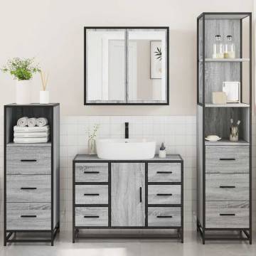 Stylish 4 Piece Bathroom Furniture Set - Grey Sonoma