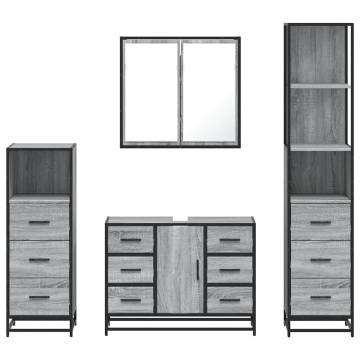 Stylish 4 Piece Bathroom Furniture Set - Grey Sonoma