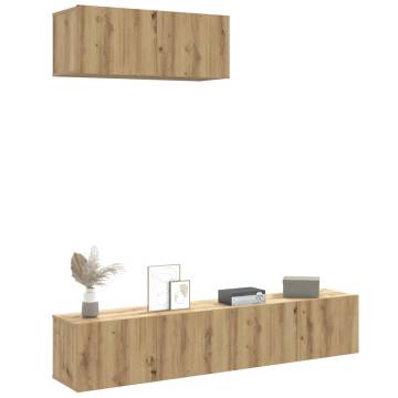 3 Piece TV Cabinet Set - Artisan Oak Wall-Mounted Storage