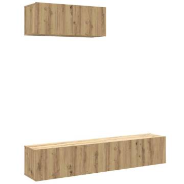 3 Piece TV Cabinet Set - Artisan Oak Wall-Mounted Storage