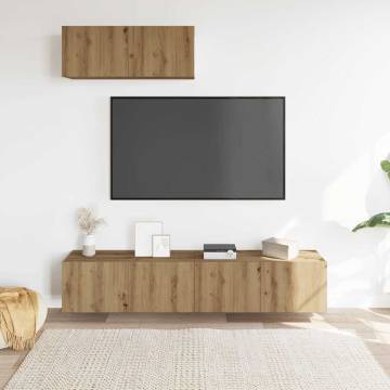 3 Piece TV Cabinet Set - Artisan Oak Wall-Mounted Storage