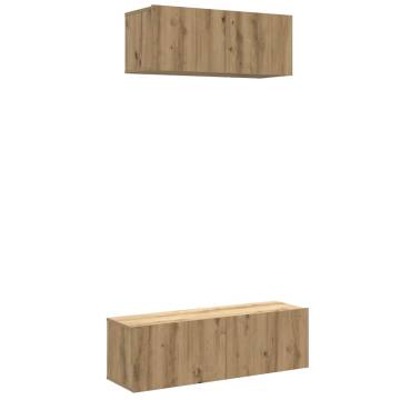 2 Piece Wall-Mounted TV Cabinet Set - Artisan Oak Finish