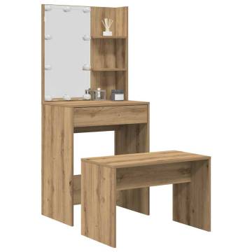 Stylish LED Dressing Table Set in Artisan Oak | HipoMarket