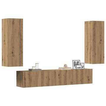 Wall Mounted TV Cabinets - 4 pcs Artisan Oak | Hipo Market