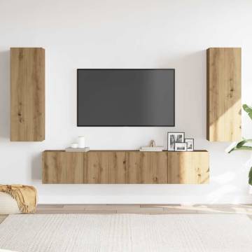 Wall Mounted TV Cabinets - 4 pcs Artisan Oak | Hipo Market