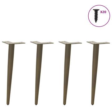 Coffee Table Legs - Conical Shape, Natural Steel – 4 pcs, 30-31 cm