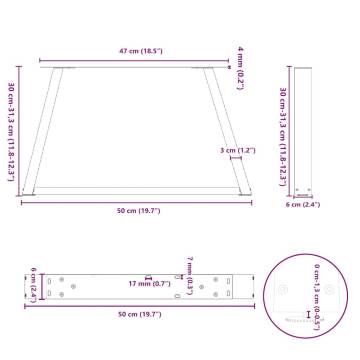 V-Shape Dining Table Legs - Anthracite Steel | 2 pcs 50x31 cm