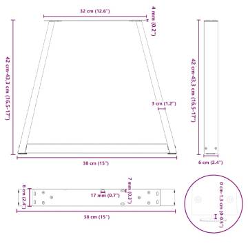 V-Shape Dining Table Legs - White Steel (2 pcs) | Hipomarket