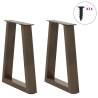 V-Shape Dining Table Legs - Natural Steel | Hipomarket UK