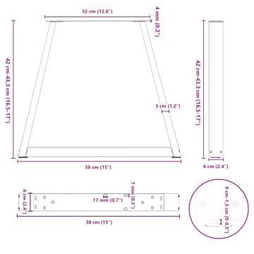 V-Shape Dining Table Legs - Natural Steel | Hipomarket UK