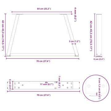 V-Shape Dining Table Legs 2 pcs Anthracite Steel 70x(42-43.3) cm