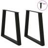 V-Shape Dining Table Legs - 2 pcs Black Steel (80 cm)