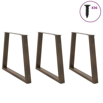 V-Shape Dining Table Legs - 3 pcs Natural Steel | HiPo Market