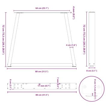 V-Shape Dining Table Legs - 3 pcs Natural Steel | Hipomarket