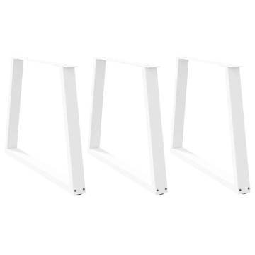 V-Shape Dining Table Legs - Set of 3, White Steel, 90x73.3 cm