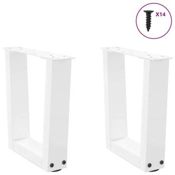 V-Shape Dining Table Legs - White Steel, 2 pcs, 30 cm